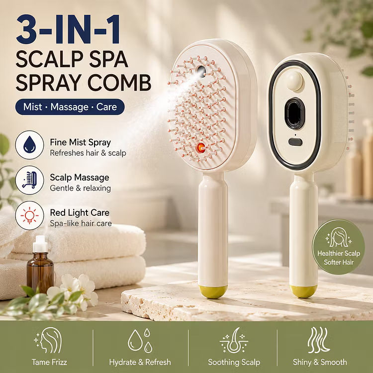 ✨ 3-in-1 Electric Scalp Massage Comb | مشط تدليك فروة الرأس الكهربائي 3 في 1 💇‍♀️